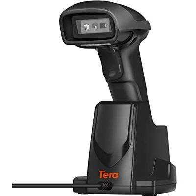 Tera Barcode-Scanner Wireless 2,4 GHz Barcodescanner für 1D 2D QR Barcodes Kabellos Barcode-Lesegerät mit Ladestation, D6100 Tera Barcode-Scanner Wireless 2,4 GHz Barcodescanner für 1D 2D QR Barcodes Kabellos Barcode-Lesegerät mit Ladestation, D6100