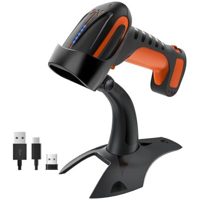 Tera 1D 2D QR Barcode Scanner Kabellos mit Ständer: Für Einzelhandel & Lager, Industrieller Handscanner mit Bluetooth 2,4G & kabelgebundenem USB-C, 2500mAh, IP66, 3m Fallfestigkeit, 8100 Orange Tera 1D 2D QR Barcode Scanner Kabellos mit Ständer: Für Einzelhandel & Lager, Industrieller Handscanner mit Bluetooth 2,4G & kabelgebundenem USB-C, 2500mAh, IP66, 3m Fallfestigkeit, 8100 Orange