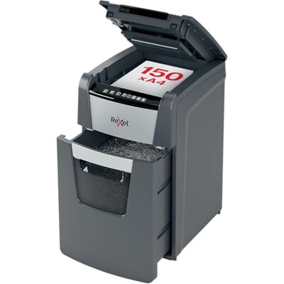 Rexel Optimum AutoFeed+ 150X Automatischer Aktenvernichter, 150 Blatt automatisch, Sicherheitsstufe P4, Partikelschnitt, für kleinere Büros, 44 Liter Abfallbehälter, 2020150XEU Rexel Optimum AutoFeed+ 150X Automatischer Aktenvernichter, 150 Blatt automatisch, Sicherheitsstufe P4, Partikelschnitt, für kleinere Büros, 44 Liter Abfallbehälter, 2020150XEU