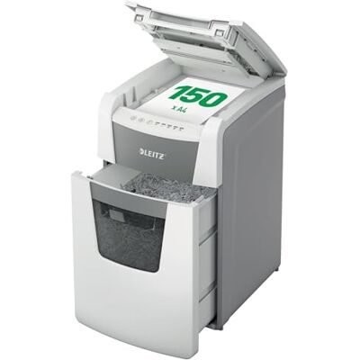 Leitz IQ Autofeed Office Aktenvernichter, 150 Blatt Papierstapel schreddern, Zeit sparen mit automatischem Einzug, Partikelschnitt P4, 44L Abfallbehälter, Leiser Betrieb für Büro, 80130000 Leitz IQ Autofeed Office Aktenvernichter, 150 Blatt Papierstapel schreddern, Zeit sparen mit automatischem Einzug, Partikelschnitt P4, 44L Abfallbehälter, Leiser Betrieb für Büro, 80130000