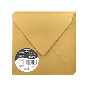 Clairefontaine 50088C Packung mit 20 Umschläge Pollen, 140 x 140mm, 135g, Gold Clairefontaine 50088C Packung mit 20 Umschläge Pollen, 140 x 140mm, 135g, Gold