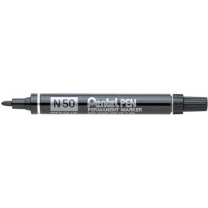 Pentel N50-AE Permanentmarker, Aluminiumgehäuse, konische Spitze, 12 Stück, schwarz Pentel N50-AE Permanentmarker, Aluminiumgehäuse, konische Spitze, 12 Stück, schwarz