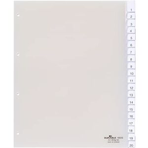 Durable Register (A4 überbreit, mit umschweißten Taben, 20-teilig) 1 Stück transparent, 683319 Durable Register (A4 überbreit, mit umschweißten Taben, 20-teilig) 1 Stück transparent, 683319