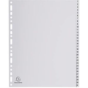 Exacompta 2931E 5er Pack Kunststoff-Register 1-31 für DIN A4 MAXI aus recyceltem Kunststoff 31-teilig volle Höhe 24 x 29,7 cm grau mit bedruckten Taben Universallochung Blauer Engel Trennblätter Exacompta 2931E 5er Pack Kunststoff-Register 1-31 für DIN A4 MAXI aus recyceltem Kunststoff 31-teilig volle Höhe 24 x 29,7 cm grau mit bedruckten Taben Universallochung Blauer Engel Trennblätter