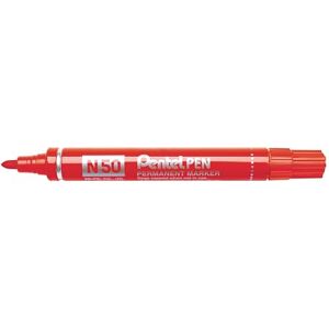 Pentel N50-BE Permanentmarker, Aluminiumgehäuse, konische Spitze, 12 Stück, rot Pentel N50-BE Permanentmarker, Aluminiumgehäuse, konische Spitze, 12 Stück, rot