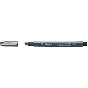 Pentel Pointliner S20P-3A, Fineliner, schwarz, wasserfest und lichtecht, 0,3 mm Pentel Pointliner S20P-3A, Fineliner, schwarz, wasserfest und lichtecht, 0,3 mm