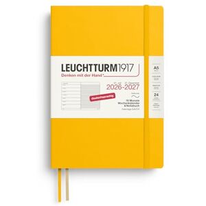 LEUCHTTURM1917 Wochenkalender 2027 A5 mit Notizbuch, liniert Terminplaner Deutsch, 18 Monate Juli 2026 Dezember 2027, Sunflower, Softcover, 210 x 145 mm, Wochenübersicht links + Notizseite rechts LEUCHTTURM1917 Wochenkalender 2027 A5 mit Notizbuch, liniert Terminplaner Deutsch, 18 Monate Juli 2026 Dezember 2027, Sunflower, Softcover, 210 x 145 mm, Wochenübersicht links + Notizseite rechts