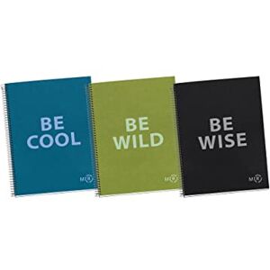 Miquelrius Pack 3 Notizbücher A4 Be Eco, 80 Blatt 90 g/m², 5 x 5 mm Raster, 1 Farbstreifen, 4 Löcher, Recycelter Einband Miquelrius Pack 3 Notizbücher A4 Be Eco, 80 Blatt 90 g/m², 5 x 5 mm Raster, 1 Farbstreifen, 4 Löcher, Recycelter Einband