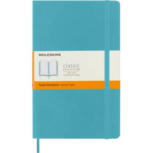 Moleskine Klassisches Notizbuch, Liniertes Notizbuch, Weicher Einband und Elastischer Verschluss, Großes Format 13 x 21 cm, Farbe Türkisblaues Riff, 192 Seiten Moleskine Klassisches Notizbuch, Liniertes Notizbuch, Weicher Einband und Elastischer Verschluss, Großes Format 13 x 21 cm, Farbe Türkisblaues Riff, 192 Seiten