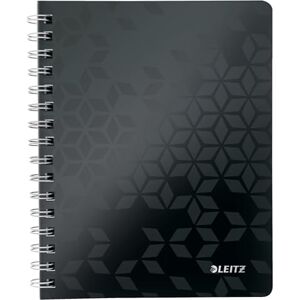 Leitz WOW Collegeblock A5 liniert, 160 Seiten, 80 Blatt FSC-zertifiziertes Papier 80 g/m², Doppelspiralbindung, PP-Einband, Notizbuch mit Sichthülle und Lineal, Für Büro oder Schule, Schwarz, 46390095 Leitz WOW Collegeblock A5 liniert, 160 Seiten, 80 Blatt FSC-zertifiziertes Papier 80 g/m², Doppelspiralbindung, PP-Einband, Notizbuch mit Sichthülle und Lineal, Für Büro oder Schule, Schwarz, 46390095