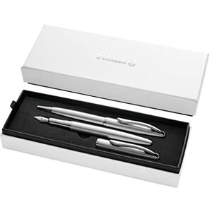 Pelikan Jazz Noble Elegance K/P36 mit Füller und Kugelschreiber, Silber, eleganter Patronen-Füller und Kuli aus Metall Pelikan Jazz Noble Elegance K/P36 mit Füller und Kugelschreiber, Silber, eleganter Patronen-Füller und Kuli aus Metall