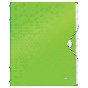 Leitz A4 Ordnungsmappe für bis zu 200 Blatt, 12 Fächer mit Taben zur Ordnung des Inhalts, Gummibandverschluss, Grün, WOW, 46340054 Leitz A4 Ordnungsmappe für bis zu 200 Blatt, 12 Fächer mit Taben zur Ordnung des Inhalts, Gummibandverschluss, Grün, WOW, 46340054