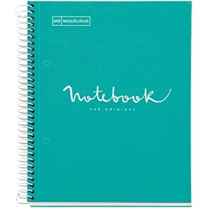 Miquelrius Notizbuch A5 Notebook, 1 farbiger Streifen, 80 Blatt mit raster 5 x 5 mm, Papier 90 g/m² mikroperforiert mit 2 Bohrungen für 2 Ringe, Einband aus Karton, Farbe Türkis Miquelrius Notizbuch A5 Notebook, 1 farbiger Streifen, 80 Blatt mit raster 5 x 5 mm, Papier 90 g/m² mikroperforiert mit 2 Bohrungen für 2 Ringe, Einband aus Karton, Farbe Türkis