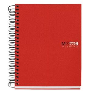 Miquelrius A6 kariertes Notizbuch 5 mm, 150 Blatt con 6 Farbbändern, extraopakes 70 g/m² Papier, robuste Polypropylenumschläge ohne Lochungen, Notebook The Originals, Rot Miquelrius A6 kariertes Notizbuch 5 mm, 150 Blatt con 6 Farbbändern, extraopakes 70 g/m² Papier, robuste Polypropylenumschläge ohne Lochungen, Notebook The Originals, Rot