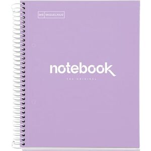 Miquelrius Notizbuch A5 Punkte Notebook, 1 farbiger Streifen, 80 Blatt liniert mit Punkten (Dots), Papier 90 g/m² mikroperforiert mit 2 Bohrungen für 2 Ringe, Einband aus Karton, Farbe Lavendel Miquelrius Notizbuch A5 Punkte Notebook, 1 farbiger Streifen, 80 Blatt liniert mit Punkten (Dots), Papier 90 g/m² mikroperforiert mit 2 Bohrungen für 2 Ringe, Einband aus Karton, Farbe Lavendel