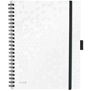 Leitz Be Mobile Notizbuch in A4 Format mit 80 Blatt, Liniert, Elfenbeinfarbiges Papier (80 g/m2), Spiralbindung, Perlweiß, WOW, 46440001 Leitz Be Mobile Notizbuch in A4 Format mit 80 Blatt, Liniert, Elfenbeinfarbiges Papier (80 g/m2), Spiralbindung, Perlweiß, WOW, 46440001
