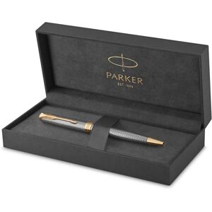 Parker Sonnet Kugelschreiber Chiselled Silver Mittlere Spitze schwarze Tinte Geschenkbox Parker Sonnet Kugelschreiber Chiselled Silver Mittlere Spitze schwarze Tinte Geschenkbox