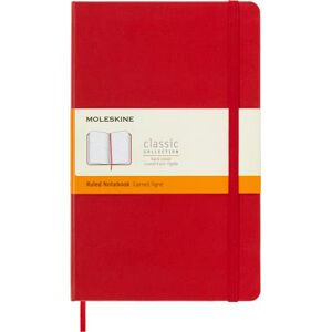 Moleskine Klassisches Notizbuch, Liniertes Notizbuch, Hardcover und Elastischer Verschluss, Großes Format 13 x 21 cm, Scharlachroter Farbton, 240 Seiten Moleskine Klassisches Notizbuch, Liniertes Notizbuch, Hardcover und Elastischer Verschluss, Großes Format 13 x 21 cm, Scharlachroter Farbton, 240 Seiten