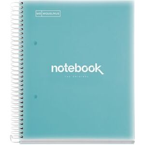 Miquelrius Notizbuch A5 Notebook Emotions, 120 Blatt 90 g/m², Horizontale Streifen 7 mm, 5 Farbige Streifen, Mikroperforierte Spirale, Polypropyleneinband, Himmelblau Miquelrius Notizbuch A5 Notebook Emotions, 120 Blatt 90 g/m², Horizontale Streifen 7 mm, 5 Farbige Streifen, Mikroperforierte Spirale, Polypropyleneinband, Himmelblau