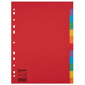 Esselte Register für A4, 10er Pack, 12 Trennblätter mit Taben, Rot/Mehrfarbig, Recyclingkarton, 100201 Esselte Register für A4, 10er Pack, 12 Trennblätter mit Taben, Rot/Mehrfarbig, Recyclingkarton, 100201