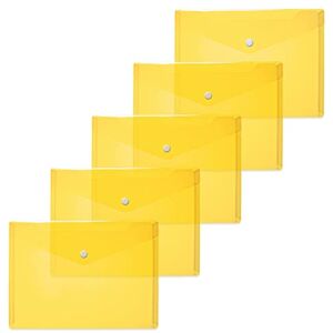 Herma 20052 Dokumententaschen A5 transparent gelb, 5 Stück, kleine Sichttaschen Umschläge mit Druckknopf, Briefumschläge aus Plastik für Schule, Uni, Büro, Reise Herma 20052 Dokumententaschen A5 transparent gelb, 5 Stück, kleine Sichttaschen Umschläge mit Druckknopf, Briefumschläge aus Plastik für Schule, Uni, Büro, Reise