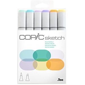 Copic Sketch Set "Pale Pastels", 6 Twin Marker mit einer mittelbreiten und einer Brush-Spitze Copic Sketch Set "Pale Pastels", 6 Twin Marker mit einer mittelbreiten und einer Brush-Spitze