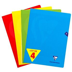 Clairefontaine 293361AMZ Set mit 4 Heften Mimesys, 48 Blatt, DIN A4+, 24 x 32cm, 90g, französische Lineatur, 1 Set, farbig sortiert 4er Pack Clairefontaine 293361AMZ Set mit 4 Heften Mimesys, 48 Blatt, DIN A4+, 24 x 32cm, 90g, französische Lineatur, 1 Set, farbig sortiert 4er Pack