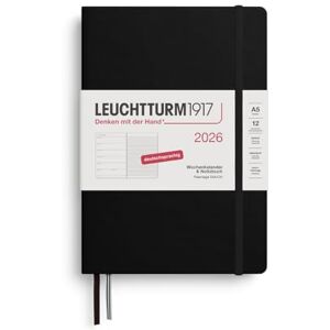 LEUCHTTURM1917 372469 Wochenkalender & Notizbuch Medium (A5) 2026, 12 Monate, Schwarz, Deutsch LEUCHTTURM1917 372469 Wochenkalender & Notizbuch Medium (A5) 2026, 12 Monate, Schwarz, Deutsch