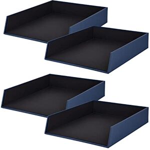 Rössler SOHO Briefablage A4 Dokumentenablage A4 Schreibtisch Organizer aus Papier Ablagefächer stapelbar Büro Organizer Schreibtisch Zubehör 32 x 26 x 6 cm 4 Stück Farbe: Blau Navy Rössler SOHO Briefablage A4 Dokumentenablage A4 Schreibtisch Organizer aus Papier Ablagefächer stapelbar Büro Organizer Schreibtisch Zubehör 32 x 26 x 6 cm 4 Stück Farbe: Blau Navy