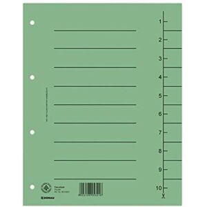 DONAU 8610001-06 100er Pack Trennblätter, Farbe: Grün/ Karton-Register überbreit Aus Recycling-Karton 250 g/qm mit Linienaufdruck für DIN A4 4-Fach Lochung Trennlaschen Trennblätter Ordner Register DONAU 8610001-06 100er Pack Trennblätter, Farbe: Grün/ Karton-Register überbreit Aus Recycling-Karton 250 g/qm mit Linienaufdruck für DIN A4 4-Fach Lochung Trennlaschen Trennblätter Ordner Register