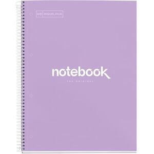 Miquelrius Notizbuch A4 Punkte Notebook, 1 farbiger Streifen, 80 Blatt liniert mit Punkten (Dots), Papier 90 g/m² mikroperforiert mit 4 Bohrungen für 4 Ringe, Einband aus Karton, Farbe Lavendel Miquelrius Notizbuch A4 Punkte Notebook, 1 farbiger Streifen, 80 Blatt liniert mit Punkten (Dots), Papier 90 g/m² mikroperforiert mit 4 Bohrungen für 4 Ringe, Einband aus Karton, Farbe Lavendel