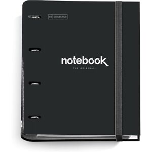 Miquelrius Carpebloc Emotions, Aktenordner mit 4 Ringen + Refill 100 Blatt A4 Raster 5 mm, Papier 90 g/m², Gummiverschluss, Farbe Schwarz Miquelrius Carpebloc Emotions, Aktenordner mit 4 Ringen + Refill 100 Blatt A4 Raster 5 mm, Papier 90 g/m², Gummiverschluss, Farbe Schwarz