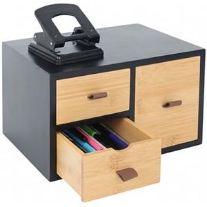 Relaxdays Schubladenbox Bambus & MDF, 3 Schubladen, Schlaufen, HBT: 15x25x20 cm, Schreibtisch Organizer, schwarz/Natur Relaxdays Schubladenbox Bambus & MDF, 3 Schubladen, Schlaufen, HBT: 15x25x20 cm, Schreibtisch Organizer, schwarz/Natur