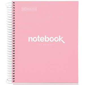 Miquelrius Notizbuch A5 Notebook Emotions, 120 Blatt 90 g/m², Raster 5 x 5 mm, 5 Farbige Streifen, Mikroperforierte Spirale, Extra fester Einband, 2 Löcher, Farbe Rosa Miquelrius Notizbuch A5 Notebook Emotions, 120 Blatt 90 g/m², Raster 5 x 5 mm, 5 Farbige Streifen, Mikroperforierte Spirale, Extra fester Einband, 2 Löcher, Farbe Rosa