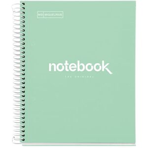 Miquelrius Notizbuch A5 Notebook, 1 farbiger Streifen, 80 Blatt mit raster 5 x 5 mm, Papier 90 g/m² mikroperforiert mit 2 Bohrungen für 2 Ringe, Einband aus Karton, Farbe Mintgrün Miquelrius Notizbuch A5 Notebook, 1 farbiger Streifen, 80 Blatt mit raster 5 x 5 mm, Papier 90 g/m² mikroperforiert mit 2 Bohrungen für 2 Ringe, Einband aus Karton, Farbe Mintgrün