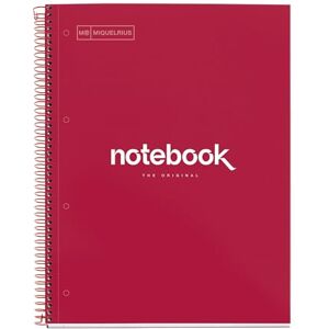 Miquelrius Ringblock A4, Notebook Emotions, 80 Blatt 90 g/m², 5 mm Karierung, 1 Farbstreifen, Mikroperforierte Spiralbindung, Kariertes Heft, Extra harter Einband, 4-fach gelocht, Rot Miquelrius Ringblock A4, Notebook Emotions, 80 Blatt 90 g/m², 5 mm Karierung, 1 Farbstreifen, Mikroperforierte Spiralbindung, Kariertes Heft, Extra harter Einband, 4-fach gelocht, Rot