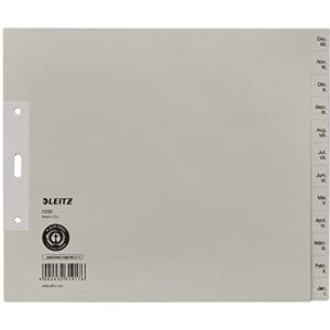 Leitz Register, 12 Trennblätter, Taben mit Monatsdruck Dez-Jan, 5 Stück, Halbe Höhe und Überbreite, Grau, 100% recyceltes Papier, Blauer Engel Siegel, 12303085 Leitz Register, 12 Trennblätter, Taben mit Monatsdruck Dez-Jan, 5 Stück, Halbe Höhe und Überbreite, Grau, 100% recyceltes Papier, Blauer Engel Siegel, 12303085