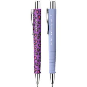 Faber-Castell 205294 Kugelschreiber Poly Ball, Leo Nightshade und pale iris, 2 Stück, mit auswechselbarer XB Mine, dokumentenecht Faber-Castell 205294 Kugelschreiber Poly Ball, Leo Nightshade und pale iris, 2 Stück, mit auswechselbarer XB Mine, dokumentenecht