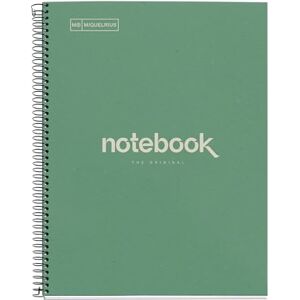 Miquelrius A4 Recycling-Notizbuch, 80 Blatt 80 g/m², 5x5 mm kariert, Notizbuch aus Recyclingpapier (Post-Consumer-Recycling), 1 Farbstreifen, 4-fach gelocht, Recycling-Umschlag, ECO Minze Miquelrius A4 Recycling-Notizbuch, 80 Blatt 80 g/m², 5x5 mm kariert, Notizbuch aus Recyclingpapier (Post-Consumer-Recycling), 1 Farbstreifen, 4-fach gelocht, Recycling-Umschlag, ECO Minze