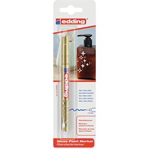 edding 751 Glanzlackmarker gold Packung mit 1 Lackmarker Rundspitze 1-2 mm Lackstift für Glas, Stein, Holz, Kunststoff und Papier wasserfest, stark deckend edding 751 Glanzlackmarker gold Packung mit 1 Lackmarker Rundspitze 1-2 mm Lackstift für Glas, Stein, Holz, Kunststoff und Papier wasserfest, stark deckend