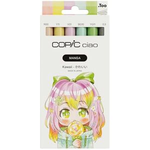 Copic Ciao MANGA Set Kawaii, Marker Set mit 5 zarten Rosa- und Mintgrüntönen inkl. 1 Multiliner 0,3 mm in Braun, Twin Marker mit einer mittelbreiten und einer Brush Spitze Copic Ciao MANGA Set Kawaii, Marker Set mit 5 zarten Rosa- und Mintgrüntönen inkl. 1 Multiliner 0,3 mm in Braun, Twin Marker mit einer mittelbreiten und einer Brush Spitze