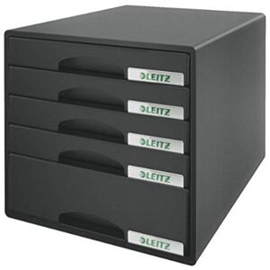 Leitz Schubladenbox mit 5 Schubladen, Für die Aufbewahrung von A4 Dokumenten und Utensilien, Schwarz, Plus Serie, 52110095 Leitz Schubladenbox mit 5 Schubladen, Für die Aufbewahrung von A4 Dokumenten und Utensilien, Schwarz, Plus Serie, 52110095