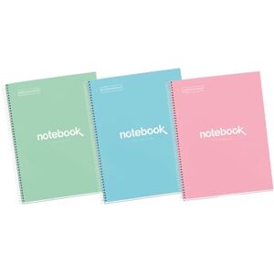 Miquelrius Pack 3 Notizbücher A4 Emotions, 80 Blatt 90 g/m², Raster 5 x 5 mm, 1 Farbstreifen, Mikroperforierte Spiralbindung, Extra Hardcover, 4-Loch-Stanzung, Pastellfarben Miquelrius Pack 3 Notizbücher A4 Emotions, 80 Blatt 90 g/m², Raster 5 x 5 mm, 1 Farbstreifen, Mikroperforierte Spiralbindung, Extra Hardcover, 4-Loch-Stanzung, Pastellfarben