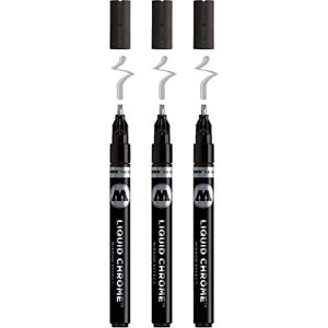 Molotow Liquid Chrome Marker Calligraphy 3,0 mm (Metallic Stift mit Spezialtinte mit echtem Spiegeleffekt für Lettering, Graffiti & Hobby) 3 Stück chrom Molotow Liquid Chrome Marker Calligraphy 3,0 mm (Metallic Stift mit Spezialtinte mit echtem Spiegeleffekt für Lettering, Graffiti & Hobby) 3 Stück chrom