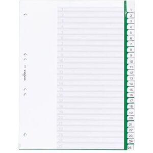 Durable Kunststoffregister mit blanko Taben, 25-teilig, A4 hoch, grün, 622405 Durable Kunststoffregister mit blanko Taben, 25-teilig, A4 hoch, grün, 622405