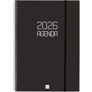 Finocam Spiralkalender 2026, Wochenansicht, Queransicht, Januar Dezember (12 Monate), Jahresplaner A4, 2026, mit Gummizug, Deckel aus Polypropylen, Spiralbindung, Schwarz, Katalanisch Finocam Spiralkalender 2026, Wochenansicht, Queransicht, Januar Dezember (12 Monate), Jahresplaner A4, 2026, mit Gummizug, Deckel aus Polypropylen, Spiralbindung, Schwarz, Katalanisch