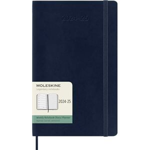 Moleskine Wochenplaner 2024-2025, WochenAgenda 18 Monate 2025 mit Platz für Notizen, mit weicher Abdeckung und elastischem Verschluss, Großformat 13 x 21 cm, Farbe Saphirblau Moleskine Wochenplaner 2024-2025, WochenAgenda 18 Monate 2025 mit Platz für Notizen, mit weicher Abdeckung und elastischem Verschluss, Großformat 13 x 21 cm, Farbe Saphirblau
