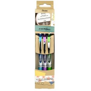 Pentel EnerGelXM BL77 Gelschreiber mit Druckmechanik + Gratis MT Washi-Tape, Schreibfarben: hellgrün/hellblau/violett Pentel EnerGelXM BL77 Gelschreiber mit Druckmechanik + Gratis MT Washi-Tape, Schreibfarben: hellgrün/hellblau/violett