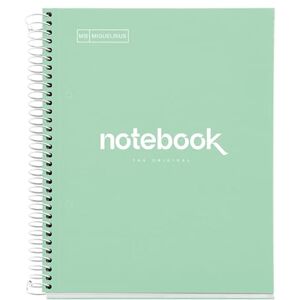 Miquelrius Notizbuch A5 Punkte Notebook, 1 farbiger Streifen, 80 Blatt liniert mit Punkten (Dots), Papier 90 g/m² mikroperforiert mit 2 Bohrungen für 2 Ringe, Einband aus Karton, Farbe Mintgrün Miquelrius Notizbuch A5 Punkte Notebook, 1 farbiger Streifen, 80 Blatt liniert mit Punkten (Dots), Papier 90 g/m² mikroperforiert mit 2 Bohrungen für 2 Ringe, Einband aus Karton, Farbe Mintgrün