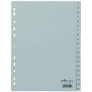 Durable Zahlenregister (Register A4, geprägte Taben 1-20, PP volldeckend) 20 Stück, grau, 652210 Durable Zahlenregister (Register A4, geprägte Taben 1-20, PP volldeckend) 20 Stück, grau, 652210